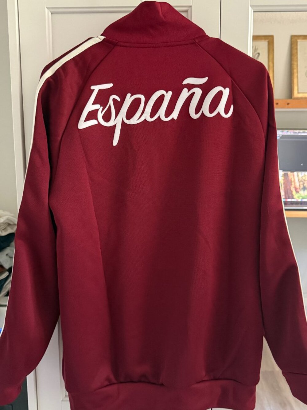 NWT adidas Spain Track Jacket Burgundy Red Full Zip Soccer España Youth M - Picture 2 of 4
